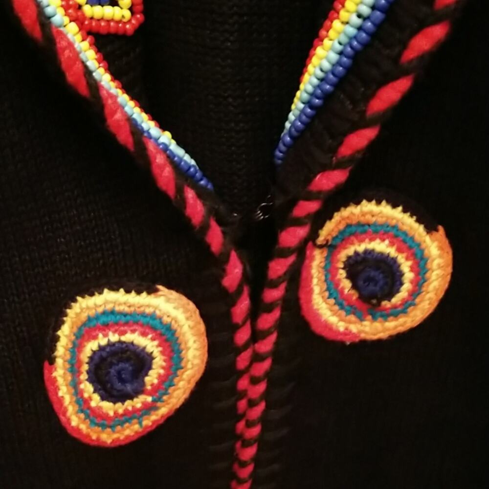 Victoria Jones Black Beaded Cardigan size Medium - Picture 3 of 8